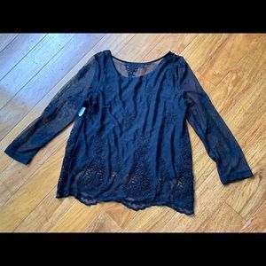 !NWT! POETRY Black Lace Blouse